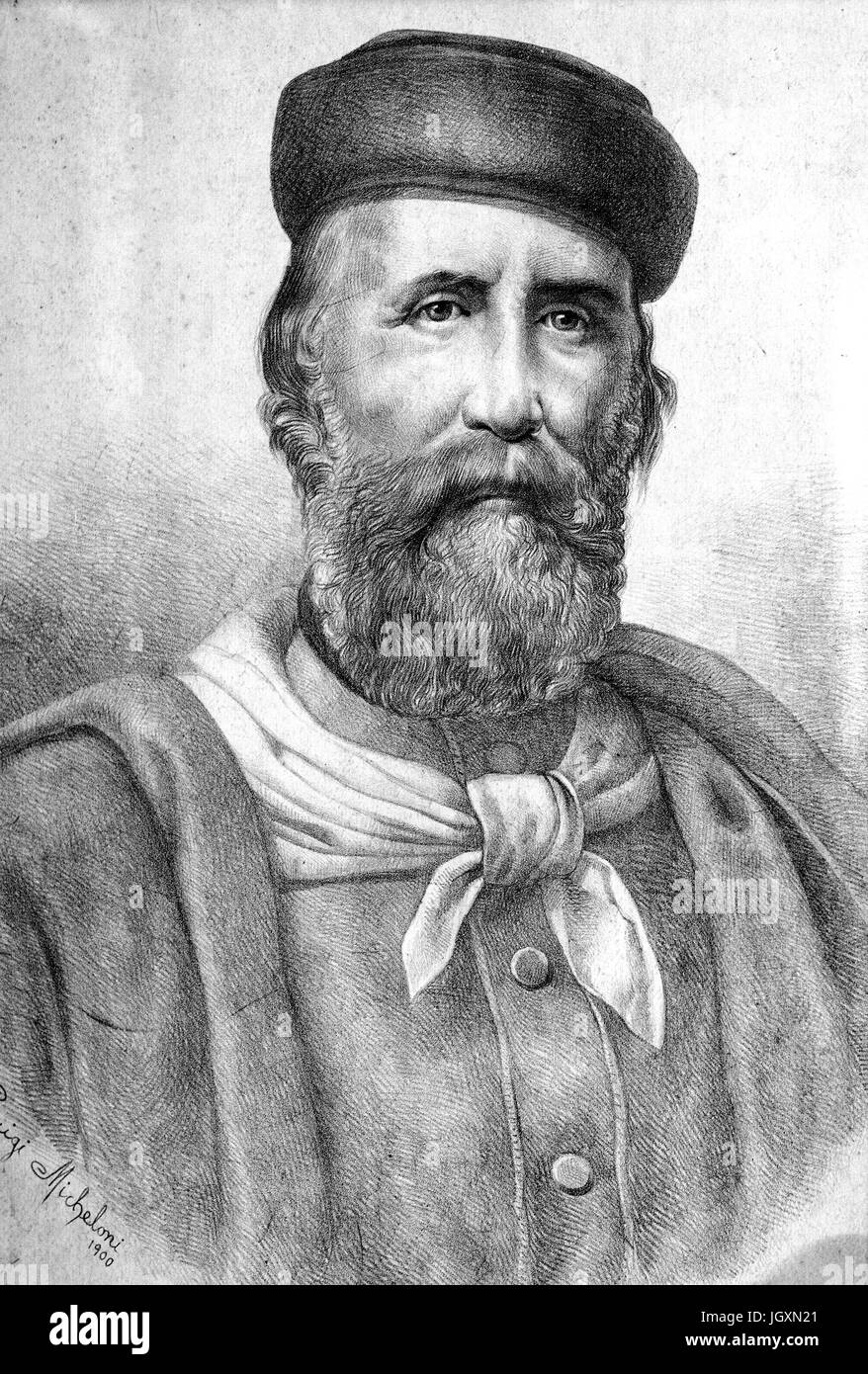 GIUSEPPE GARIBALDI (1807-1882) italiano generale e uomo politico circa 1860 Foto Stock