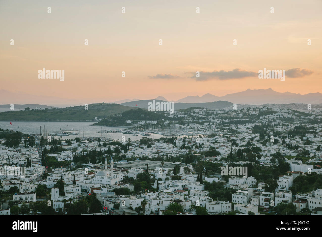 Vista della città, Bodrum, Mugla, Turchia Foto Stock