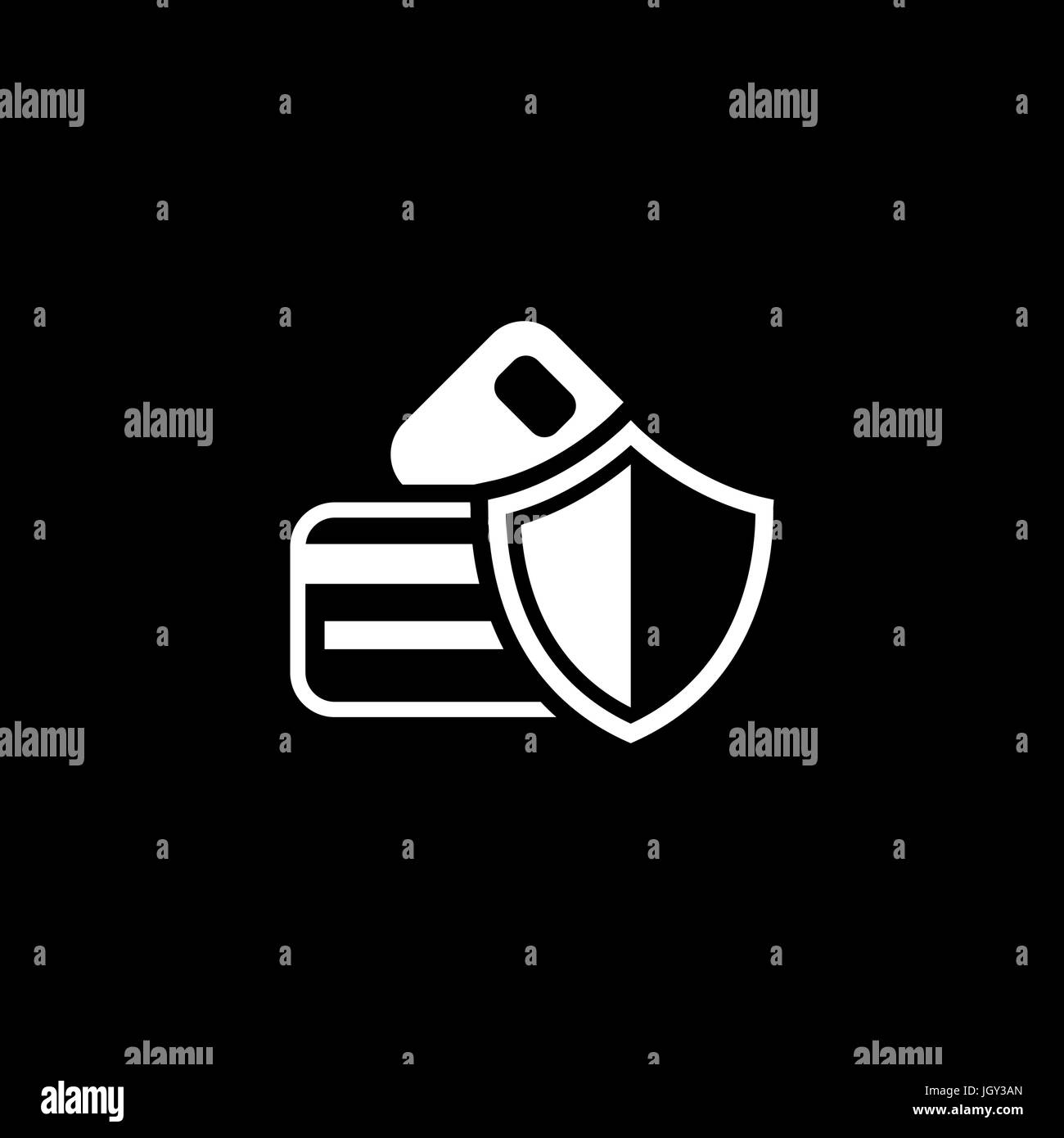 Transazione sicura icona. Design piatto. Illustrazione Vettoriale