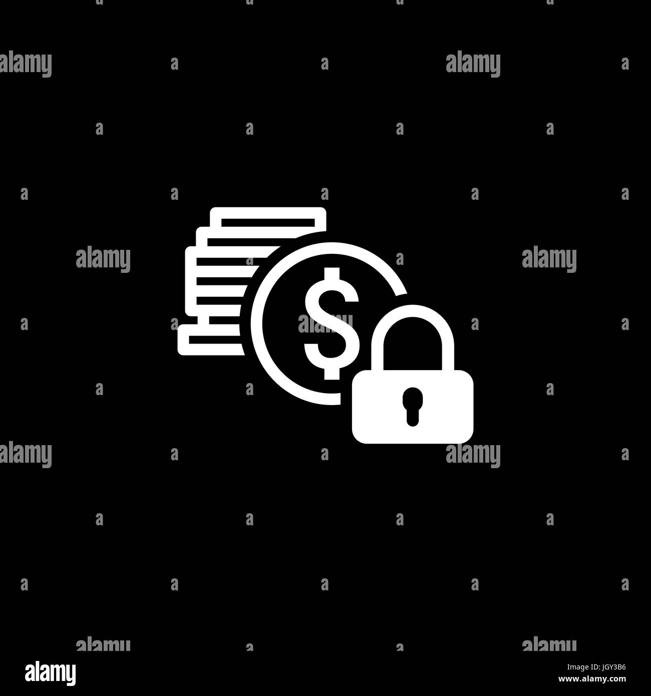 Secured Loan Icona. Design piatto. Illustrazione Vettoriale