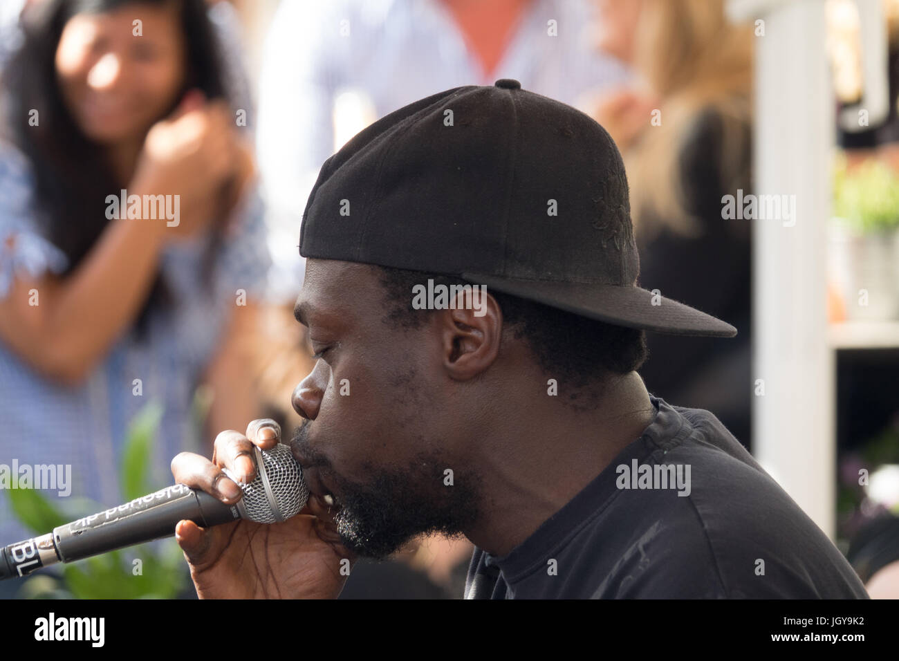 Il rapper danese Al Agami, open air concerto, Playa Cava Bar, Copenhagen, Danimarca Foto Stock