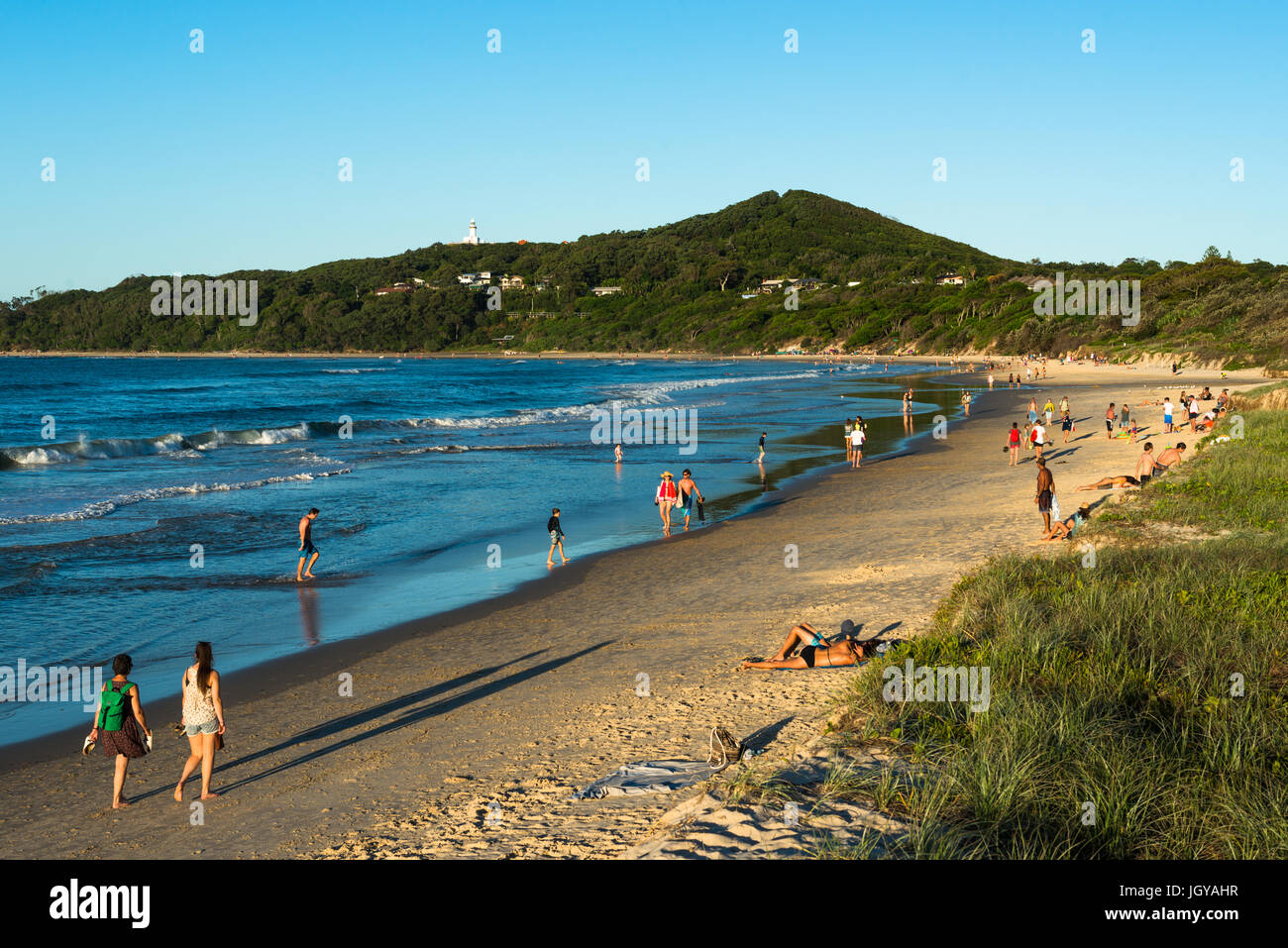 Byron Bay Spiaggia principale ad ora d'oro. Nuovo Galles del Sud, Australia. Foto Stock