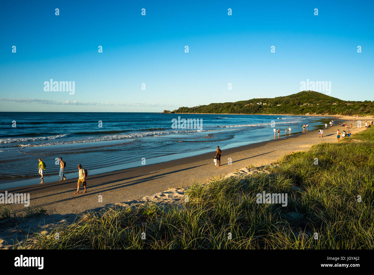 Byron Bay Spiaggia principale ad ora d'oro. Nuovo Galles del Sud, Australia. Foto Stock