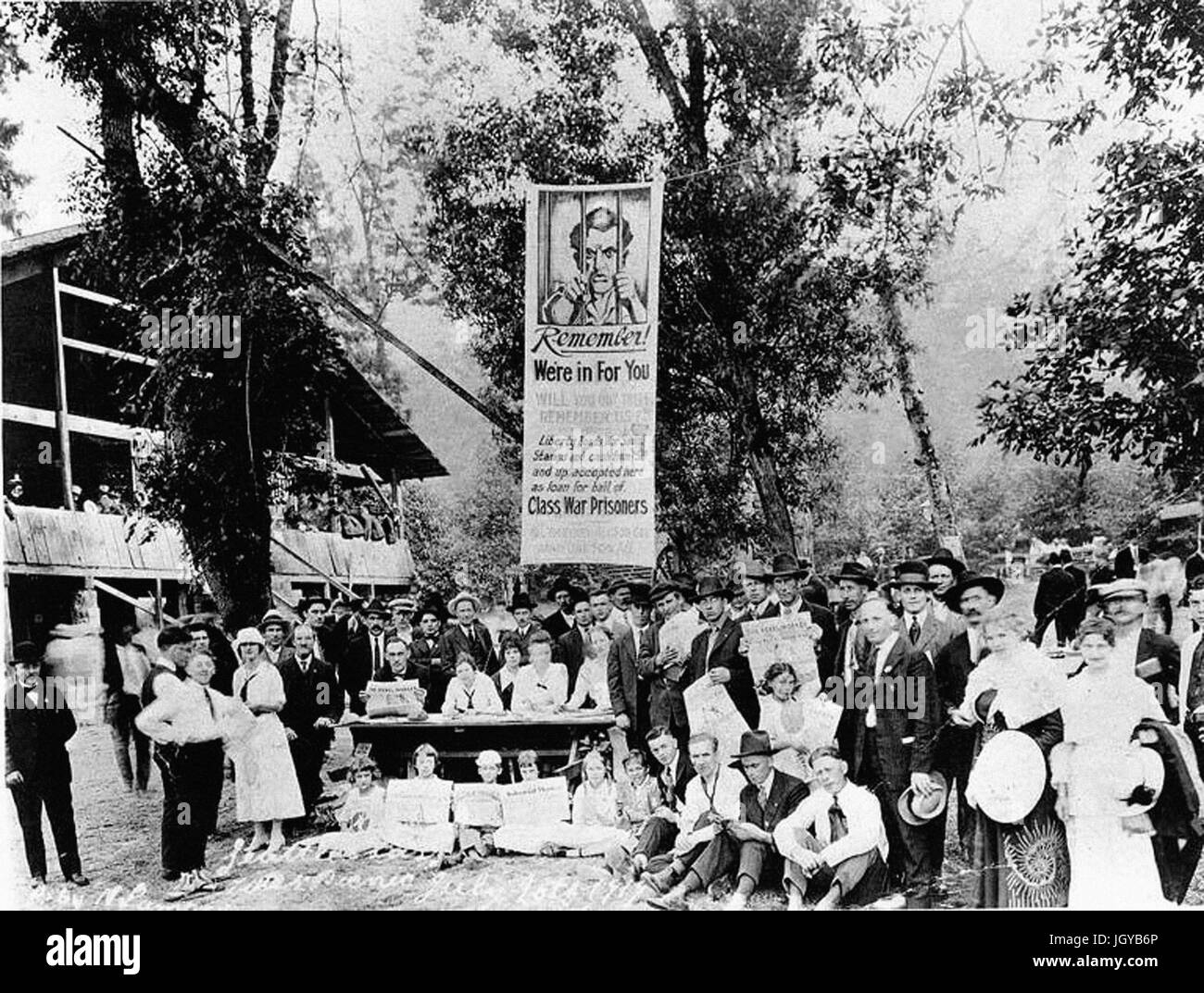 I lavoratori industriali del mondo - grande gruppo di membri di IWW a picnic, Seattle, Washington, 20 Luglio 1919 Foto Stock