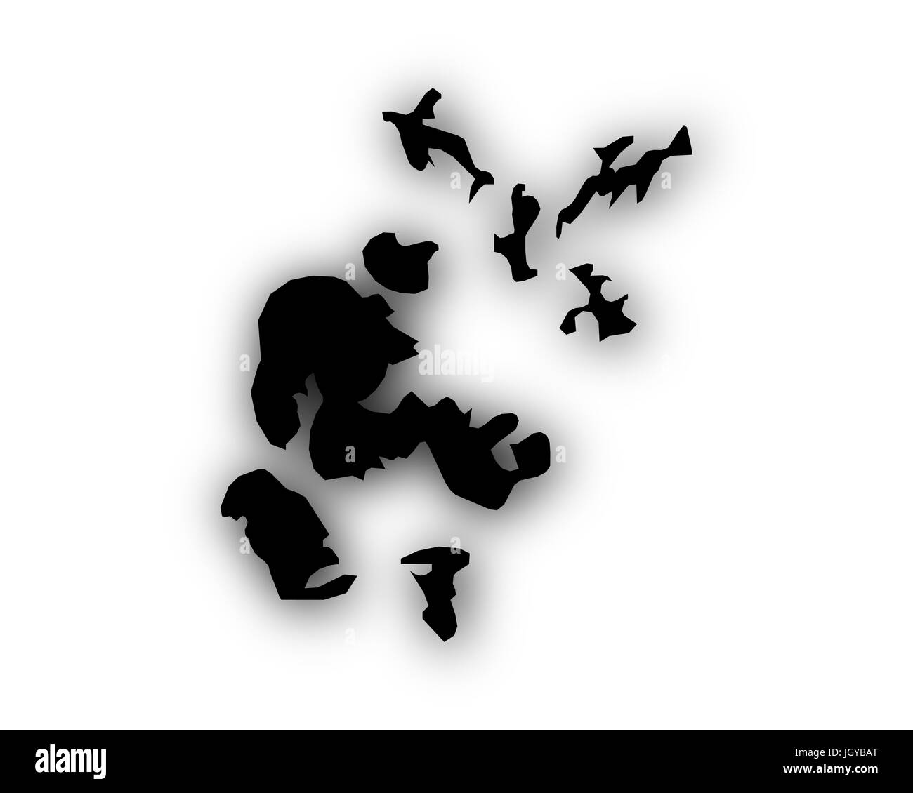 Mappa di Orkney Islands con ombra Foto Stock