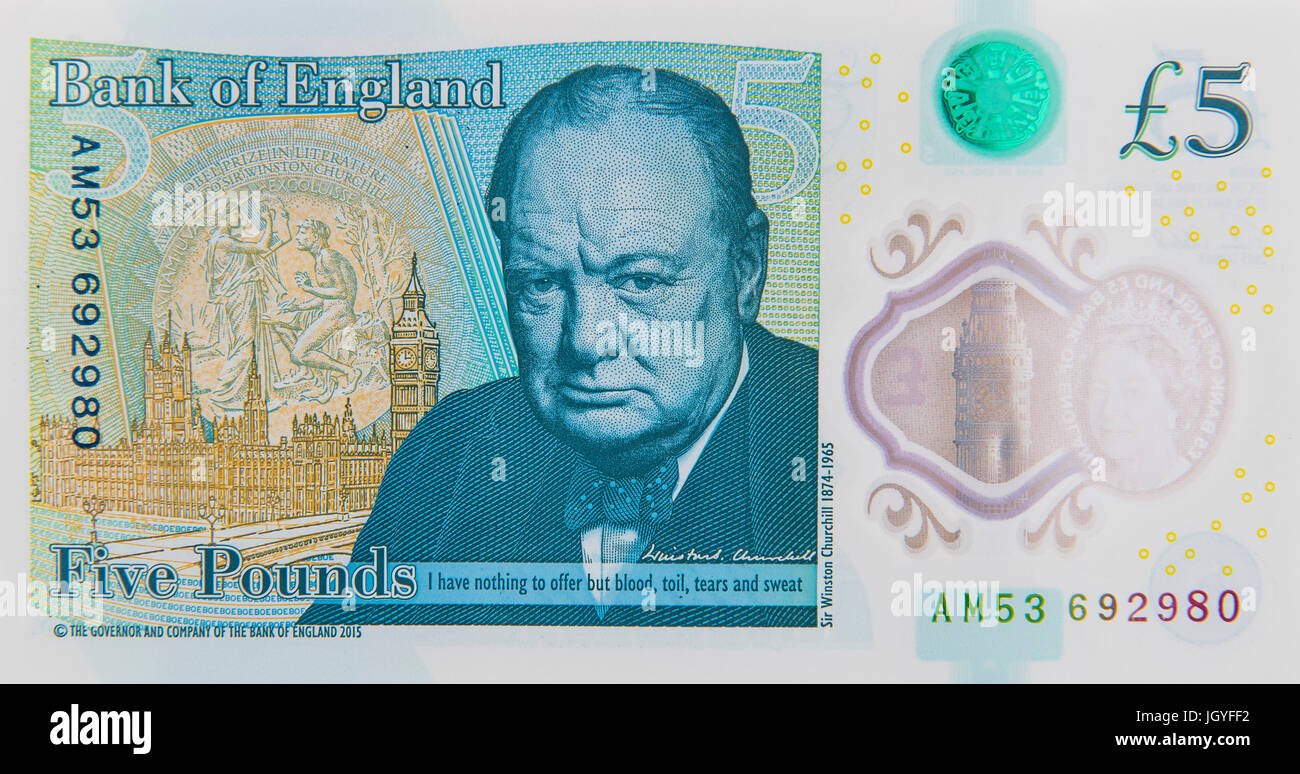 Nuovo 5 pound nota Foto Stock