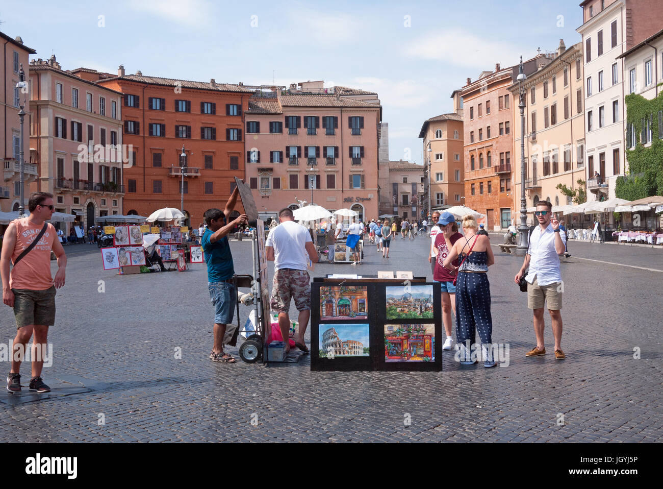 Roma, Italia Piazza Navona - i fornitori che vendono quadri Foto Stock