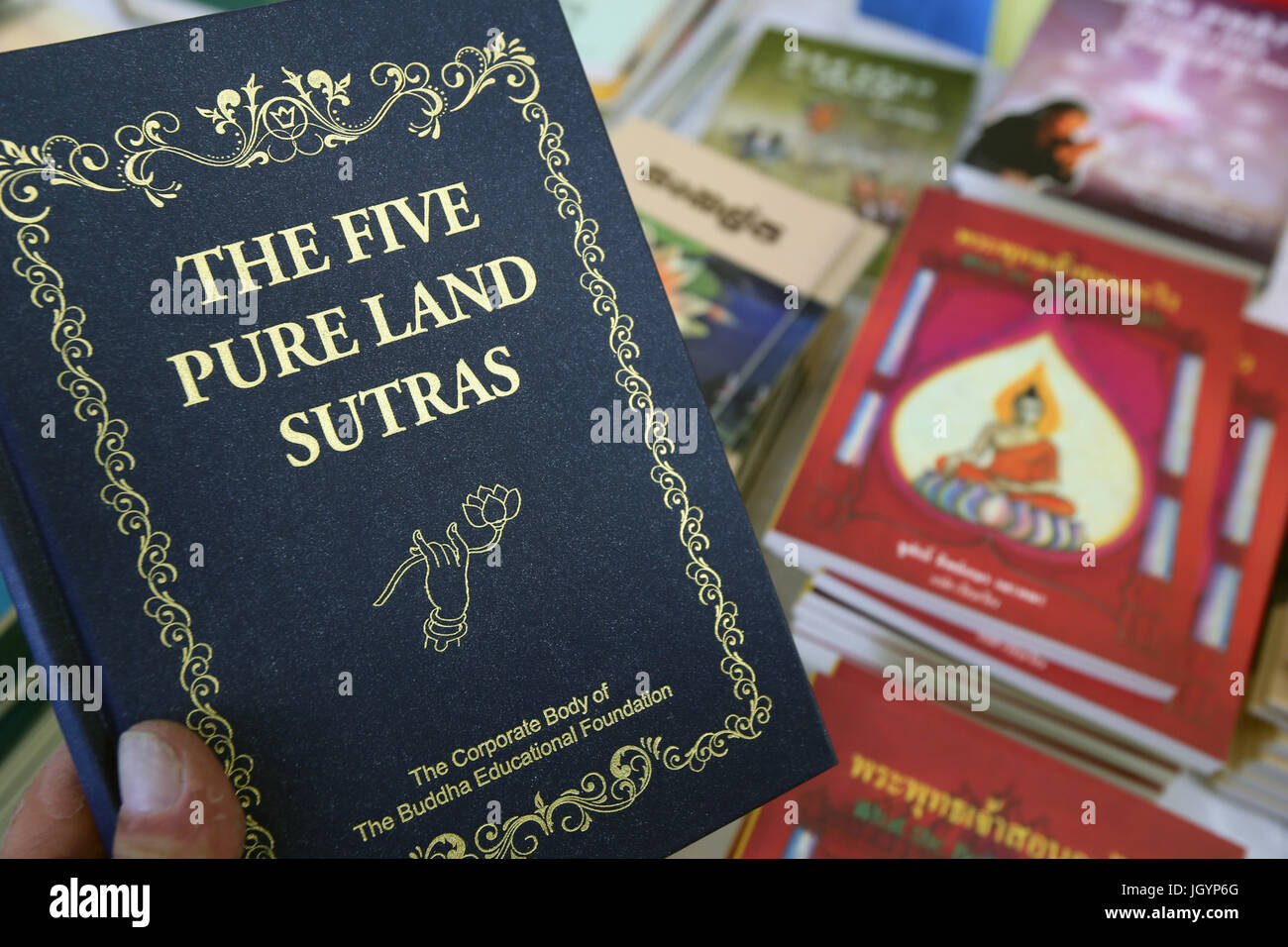 Libri buddista. I cinque Sutra puro. Ginevra. La Svizzera. Foto Stock