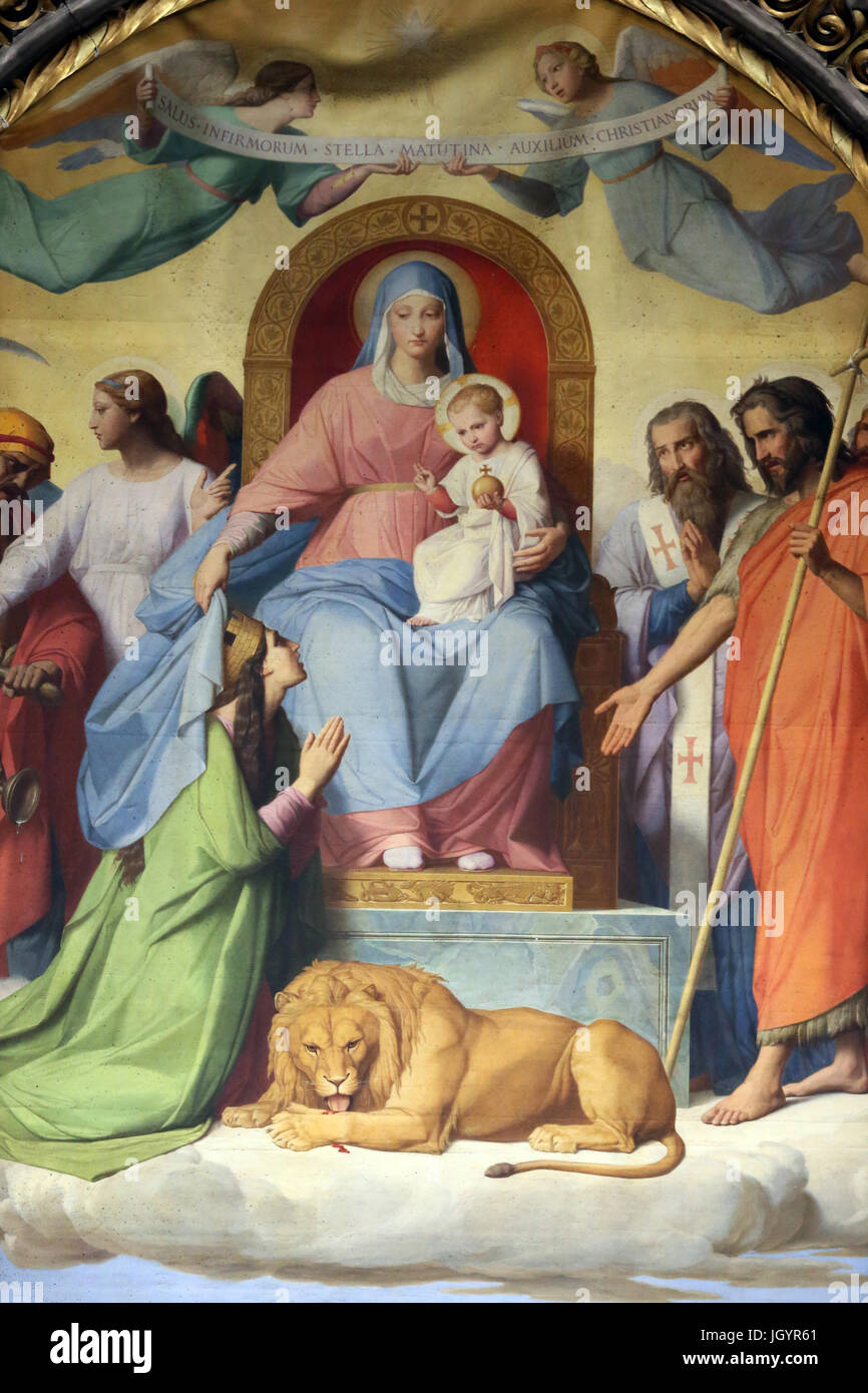 Notre Dame de Fourviere Basilica. Vergine Maria e Santa Blandina. Lione. La Francia. Foto Stock