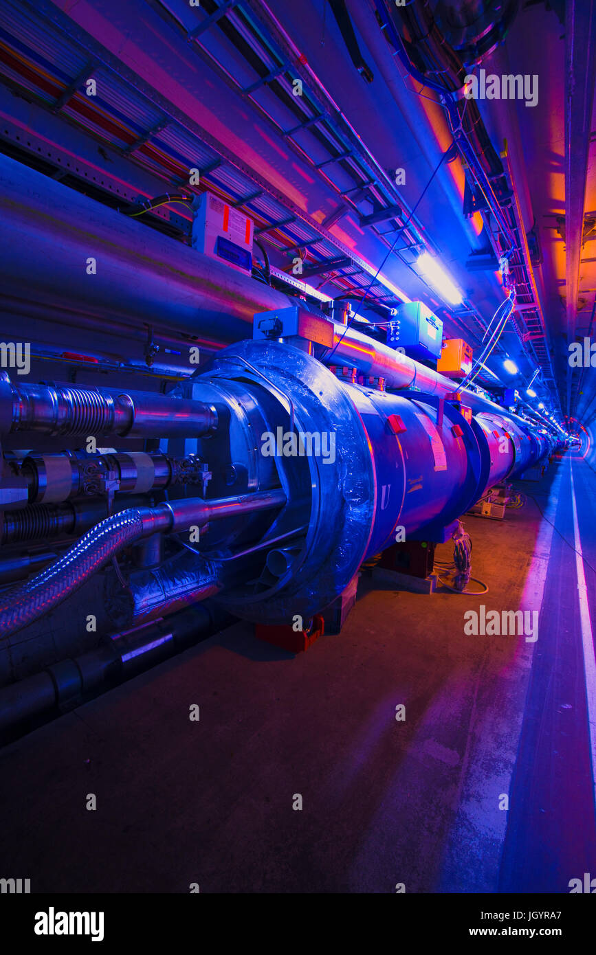 Large Hadron Collider tunnel. Foto Stock