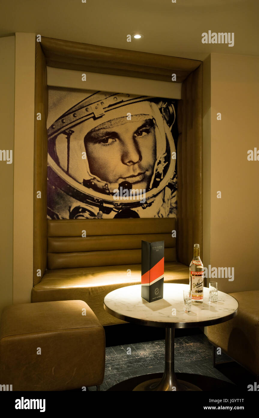 Fotografia di astronauta da tavolo bar Foto Stock