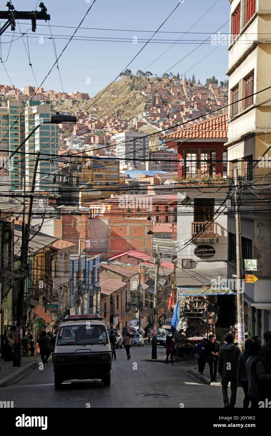 Vista città - La Paz in Bolivia Foto Stock