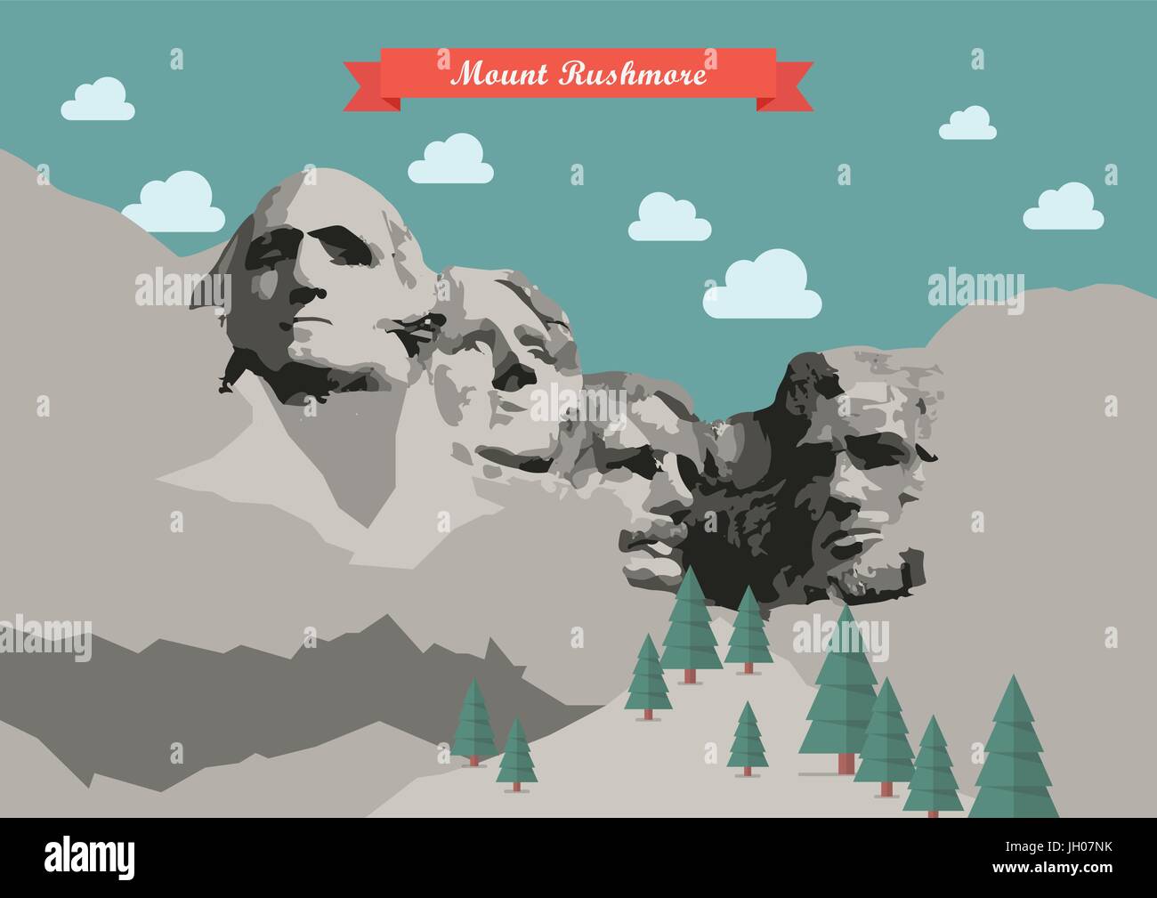 Il monte Rushmore illustrazione vettoriale. National Memorial, il Dakota del Sud, Stati Uniti Illustrazione Vettoriale