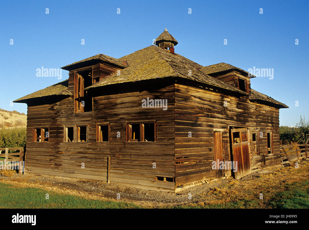 Orchard barn, Contea di Yakima, Washington Foto Stock