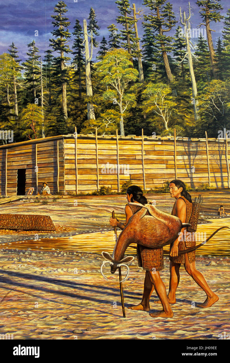 Il murale sulla vita marina, Centro citta Pier, Port Angeles, Washington Foto Stock