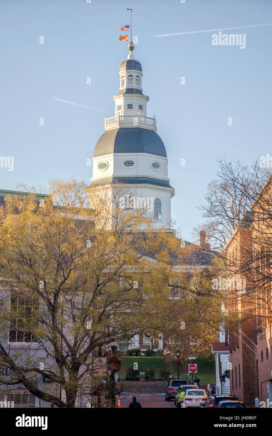 Cupola del Maryland State House, la più antica in continuo stato di occupato Capitol Building negli Stati Uniti Foto Stock