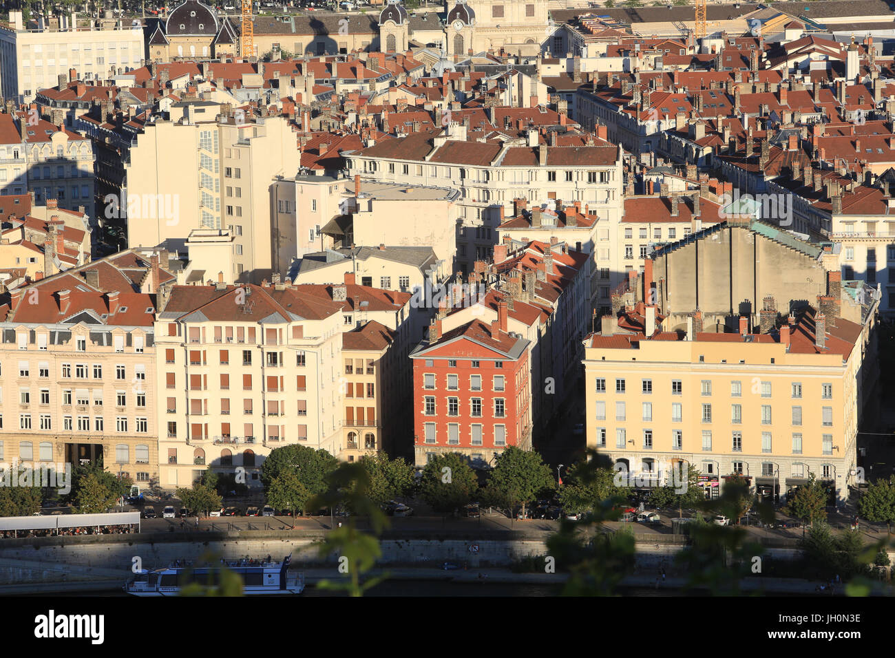 Vista panoramica dal punto di vista di Notre Dame de Fourviere hill. La Francia. Foto Stock