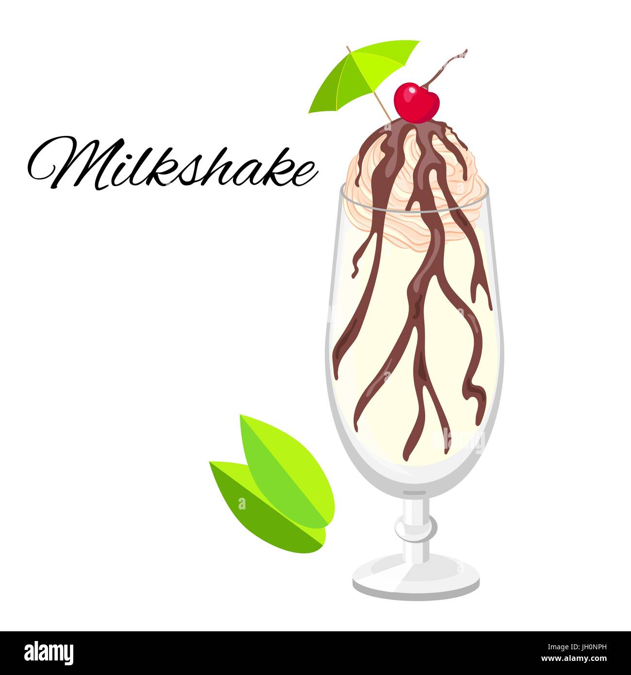 Frullato di vettore di cocktail in stile cartone animato. Estate long drink isolato su bianco per il ristorante e bar menu o beach party banner e flyer Illustrazione Vettoriale