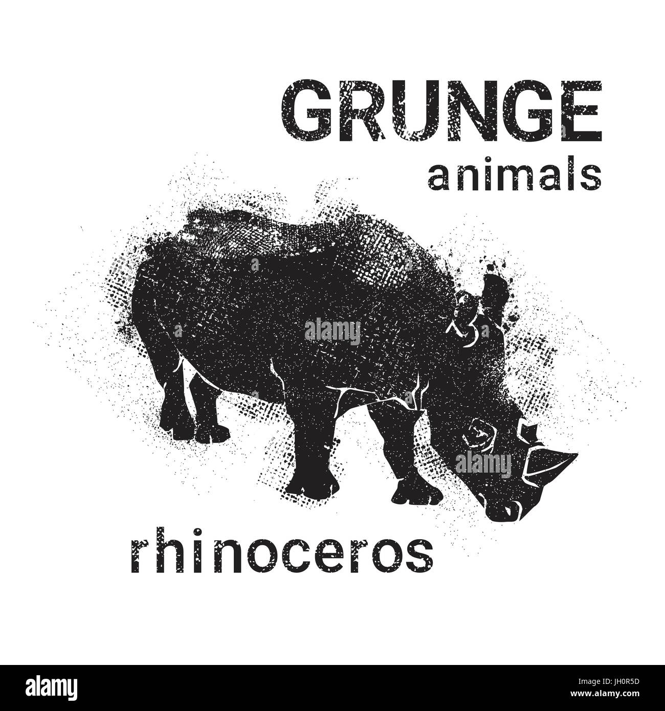 Silhouette Rhino nella progettazione di grunge stile icona animale Illustrazione Vettoriale