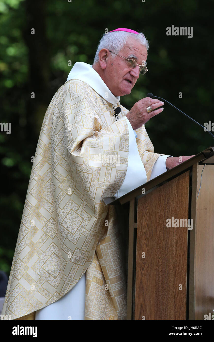 Santuario di La Benite Fontaine. Monsignor YVES BOIVINEAU. Omelia. La Francia. Foto Stock