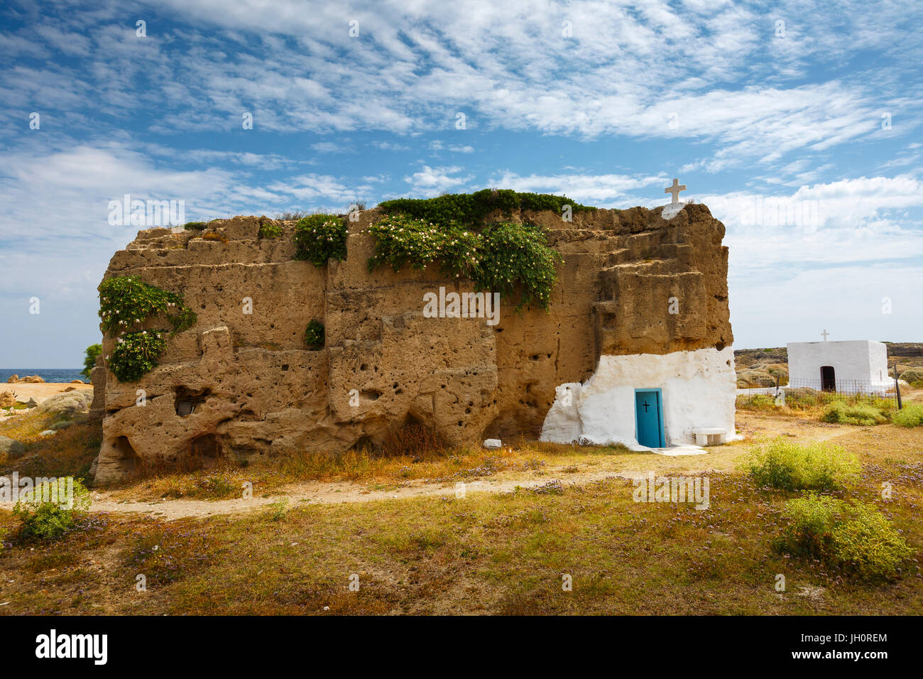 Chiesa sulla costa vicino a Molos village di Skyros Island, Grecia. Foto Stock