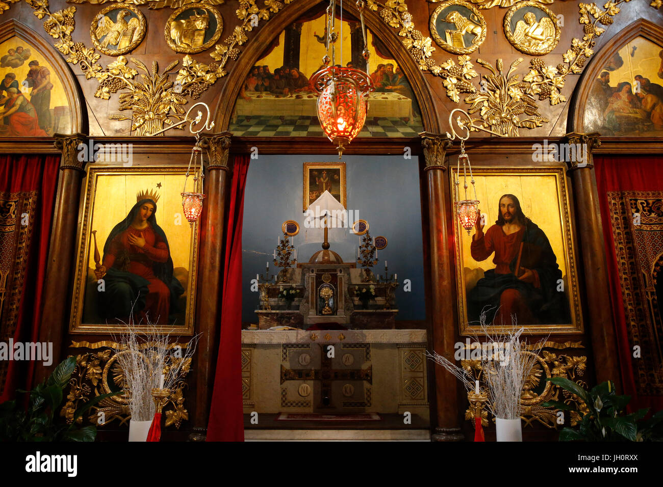Saint Nicolas Chiesa melkita, Marsiglia. L'iconostasi. La Francia. Foto Stock