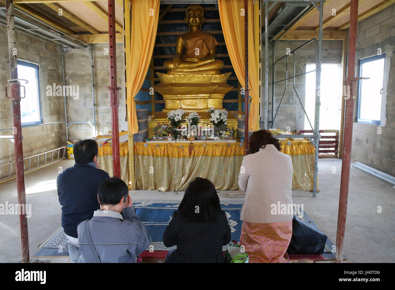 Wat Velouvanaram. Sim in costruzione. Nuovo Buddha. La Francia. Foto Stock