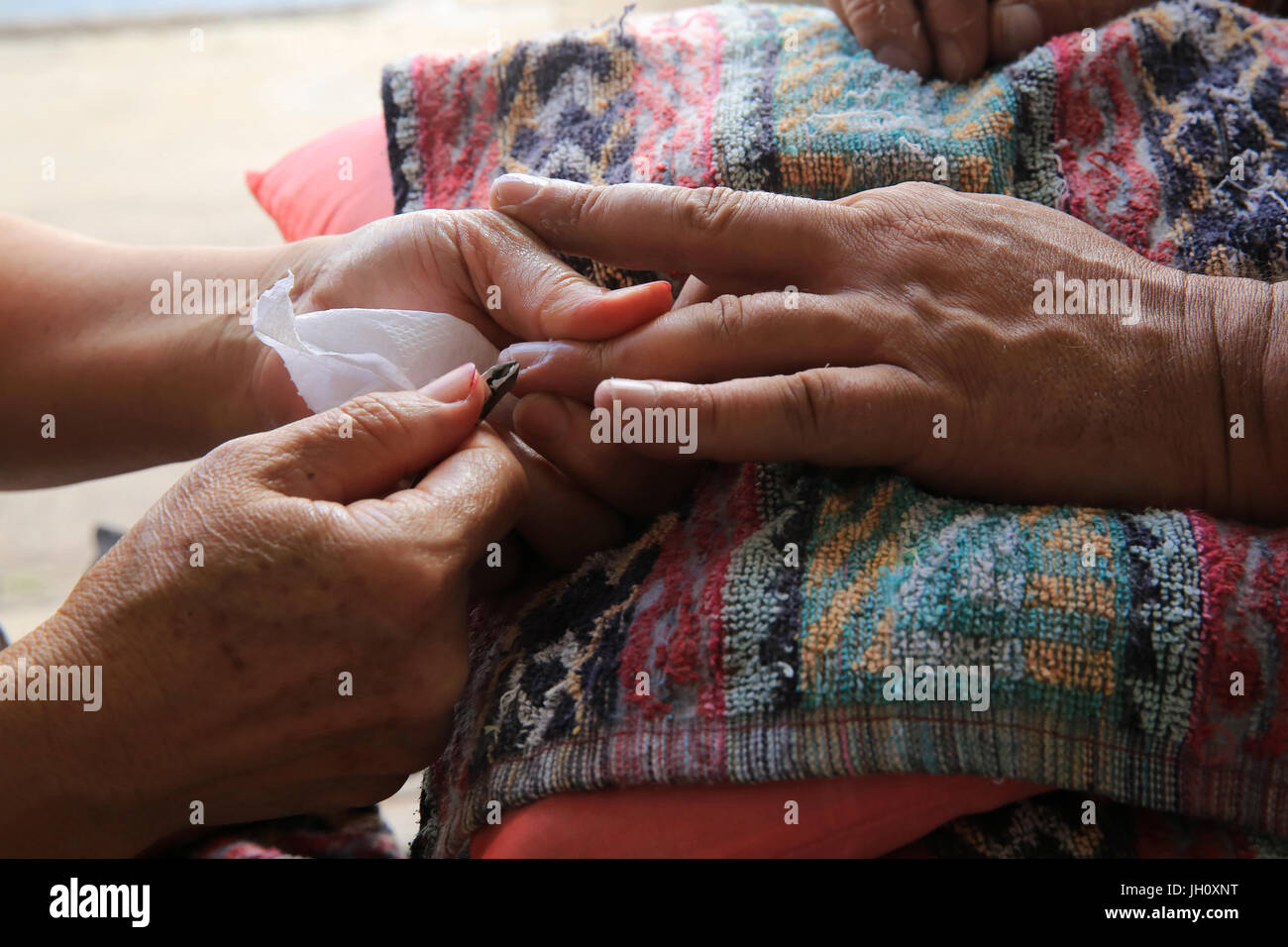 Manicure. Vientiane. Laos. Foto Stock