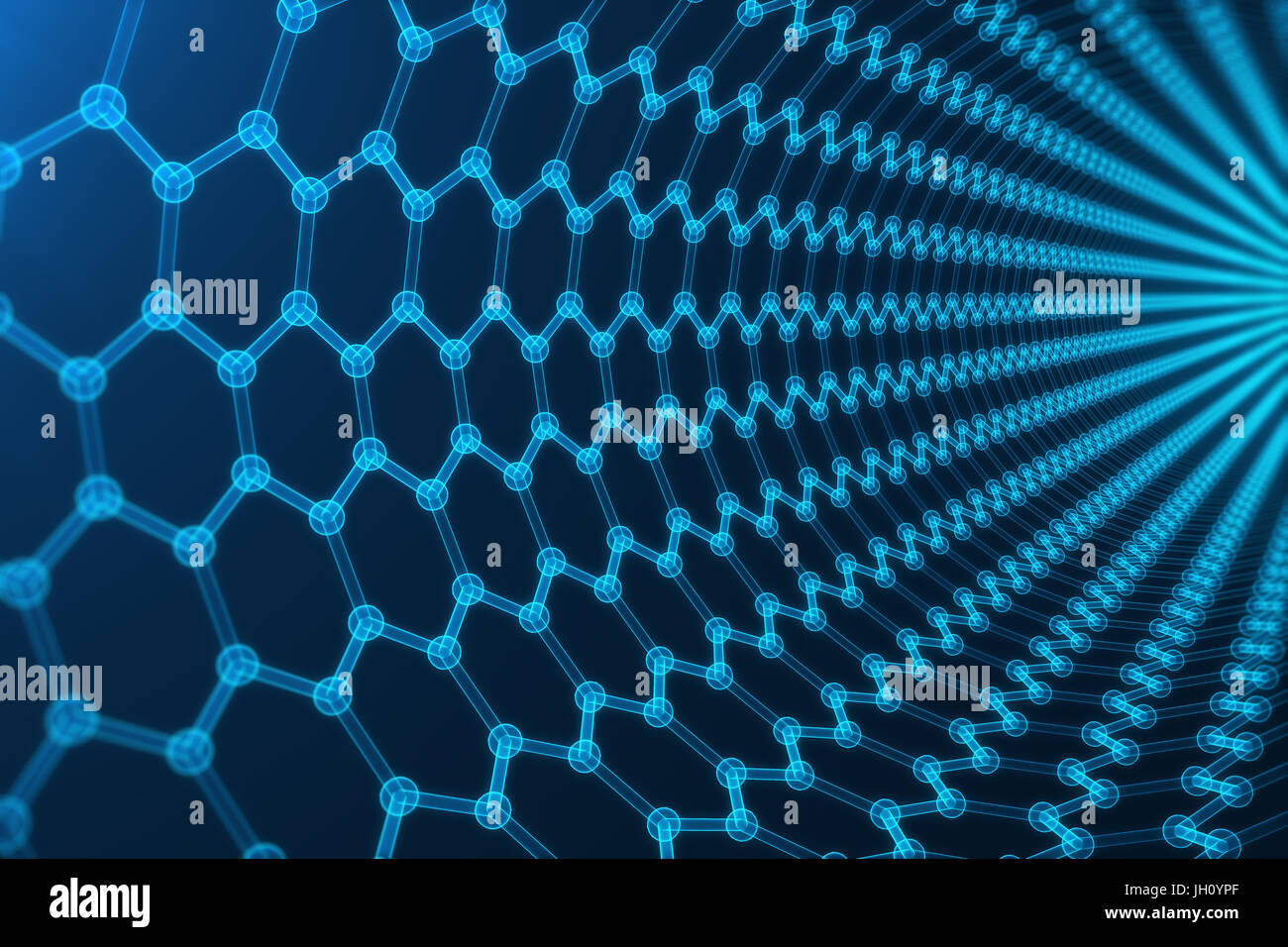 3D rendering abstract nanotecnologie esagonale forma geometrica di close-up, concetto grafene struttura atomica, concetto grafene struttura molecolare Foto Stock