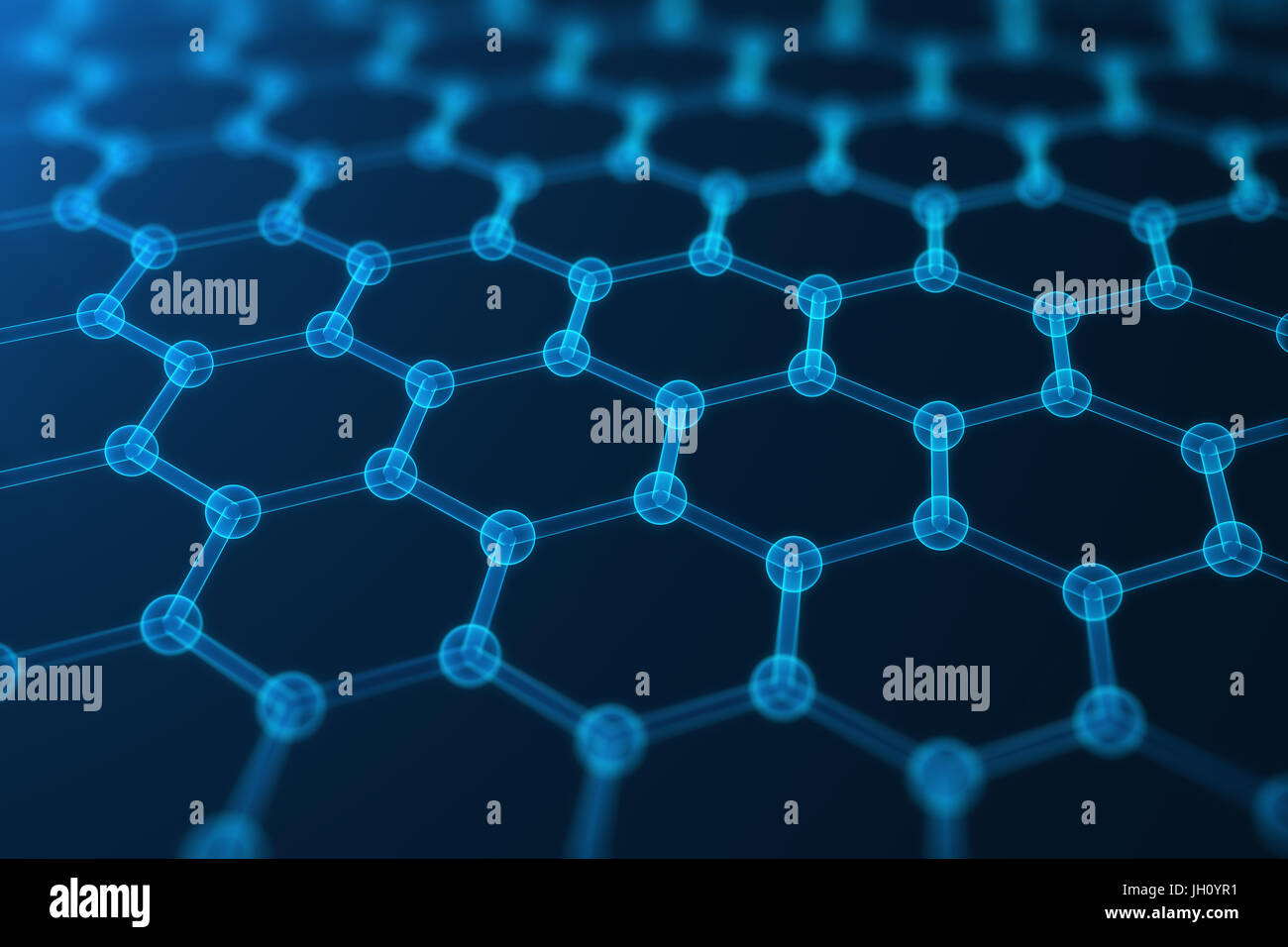 3D rendering abstract nanotecnologie esagonale forma geometrica di close-up, concetto grafene struttura atomica, concetto grafene struttura molecolare Foto Stock