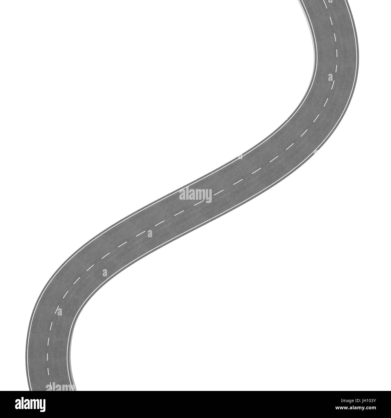 Strada tortuosa isolati su sfondo bianco. Tratto di strada percorso modello infografico. Due vie di piegatura su strada su uno sfondo bianco. Strada asfaltata con spire Foto Stock