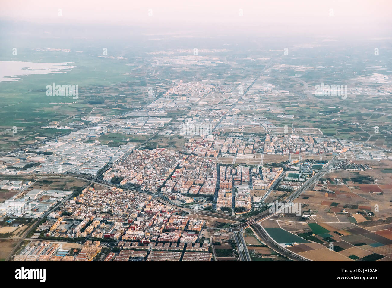 Foto aerea della città di Valencia la zona circostante in Spagna Foto Stock