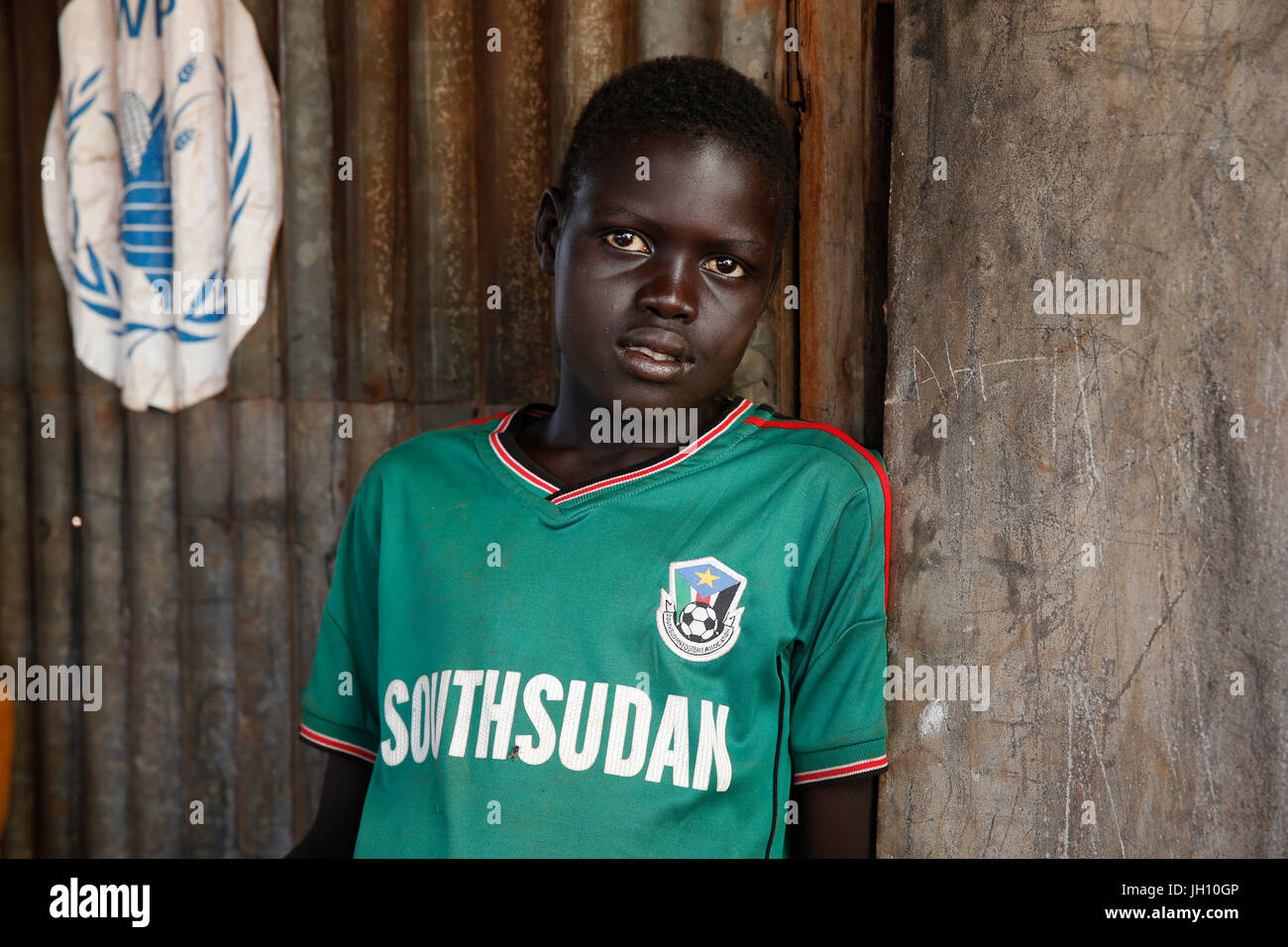 Kiryangondo Refugee Camp. Rifugiato sudanese boy. Uganda. Foto Stock