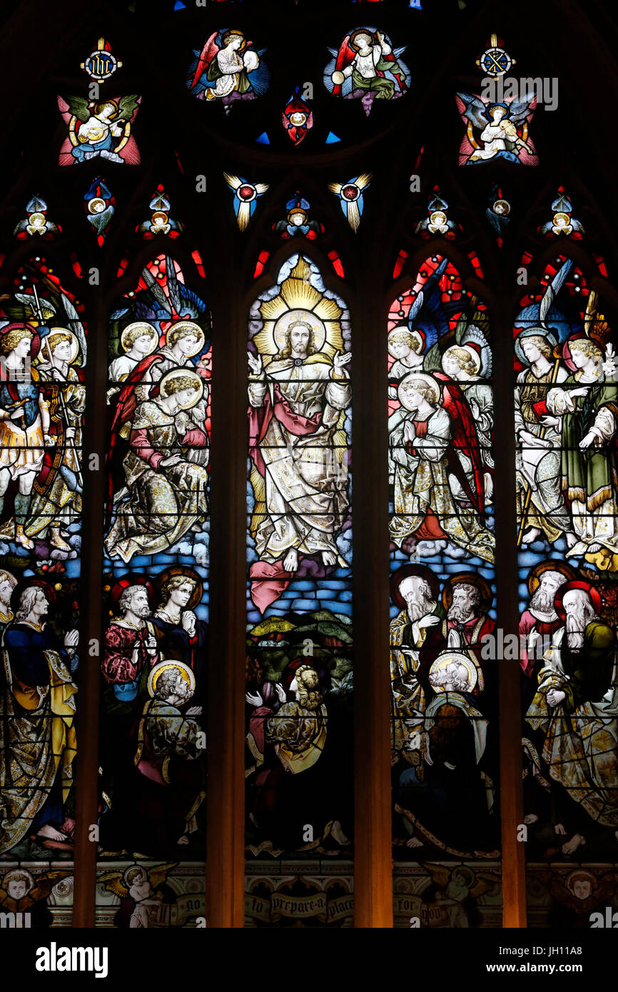 Saint Martin's Cathedral, Leicester, Regno Unito Il vetro macchiato. Regno Unito. Foto Stock