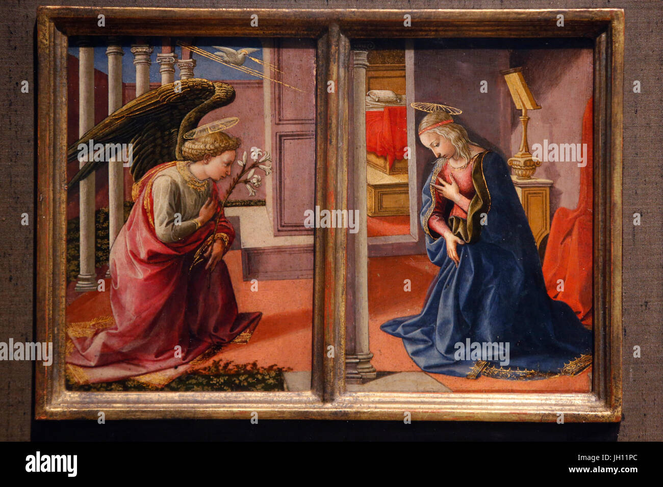 Il Courtauld Gallery. Francesco Pesellino. L'Annunciazione. Intorno al 1450-55. Tempera su pannello. Regno Unito. Foto Stock
