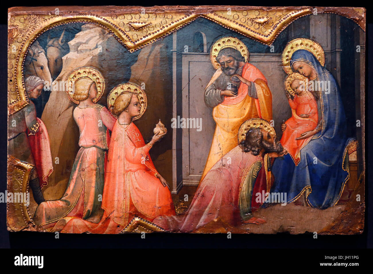 Il Courtauld Gallery. Lorenzo Monaco. Scomparto di predella pannello - l adorazione dei Magi. Intorno al 1409. Tempera su pannello. Regno Unito. Foto Stock