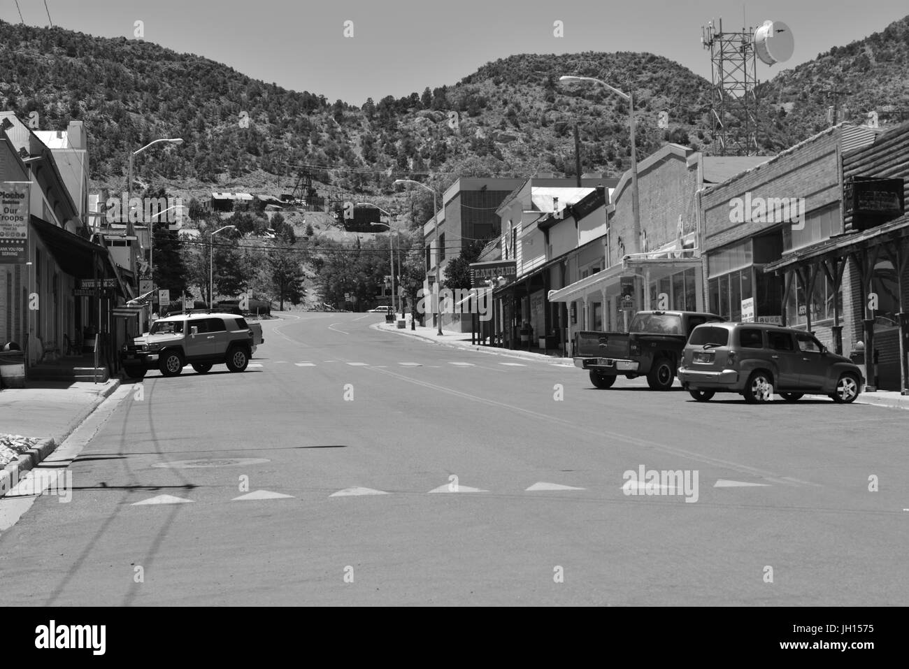 La strada principale di Pioche in Nevada Foto Stock