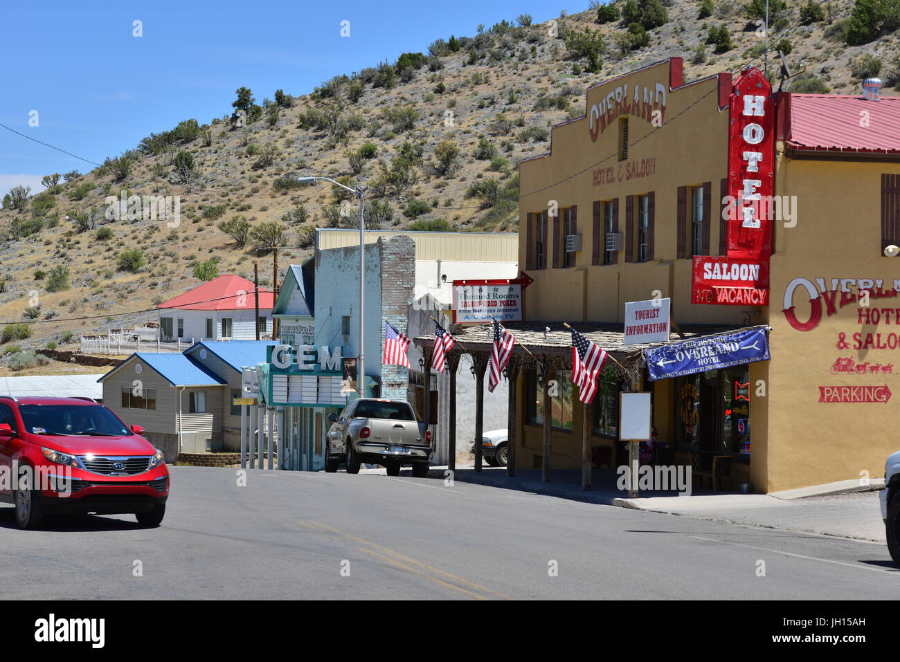 La strada principale di Pioche in Nevada Foto Stock