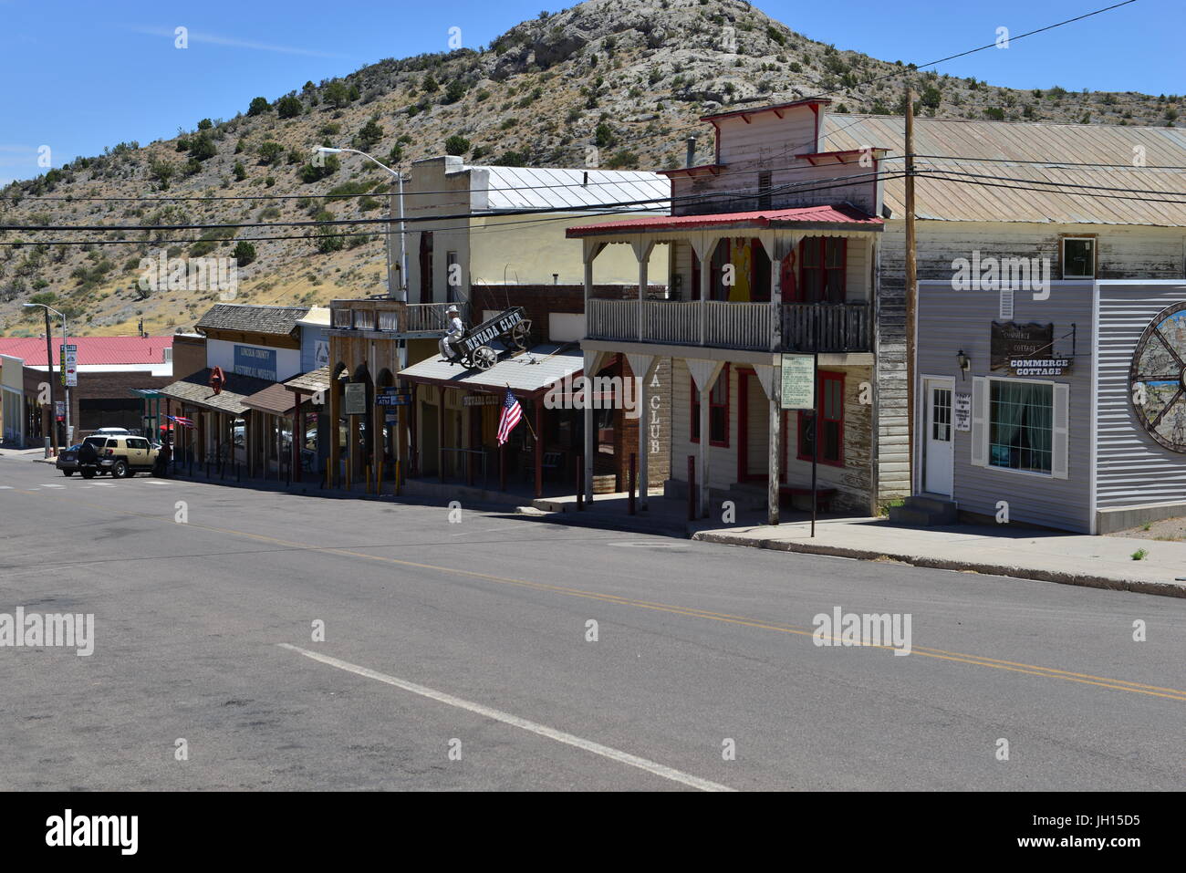 La strada principale di Pioche in Nevada Foto Stock