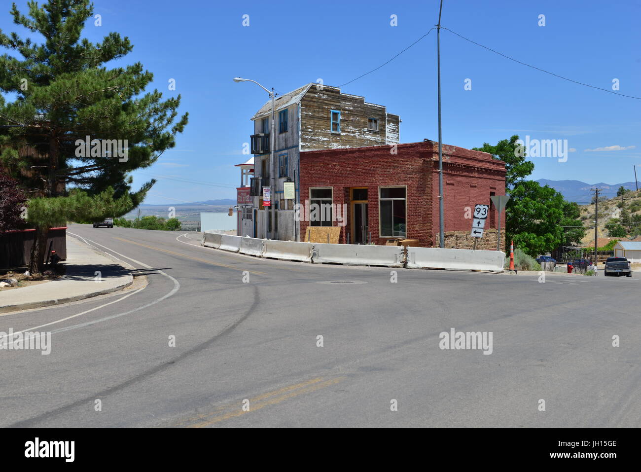 La strada principale di Pioche in Nevada Foto Stock