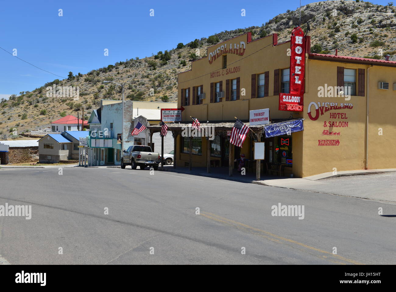 La strada principale di Pioche in Nevada Foto Stock