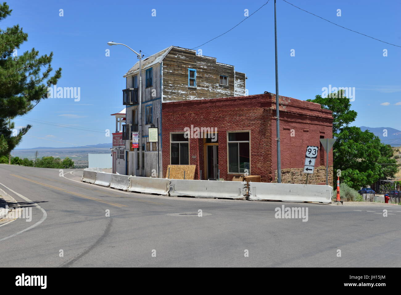 La strada principale di Pioche in Nevada Foto Stock