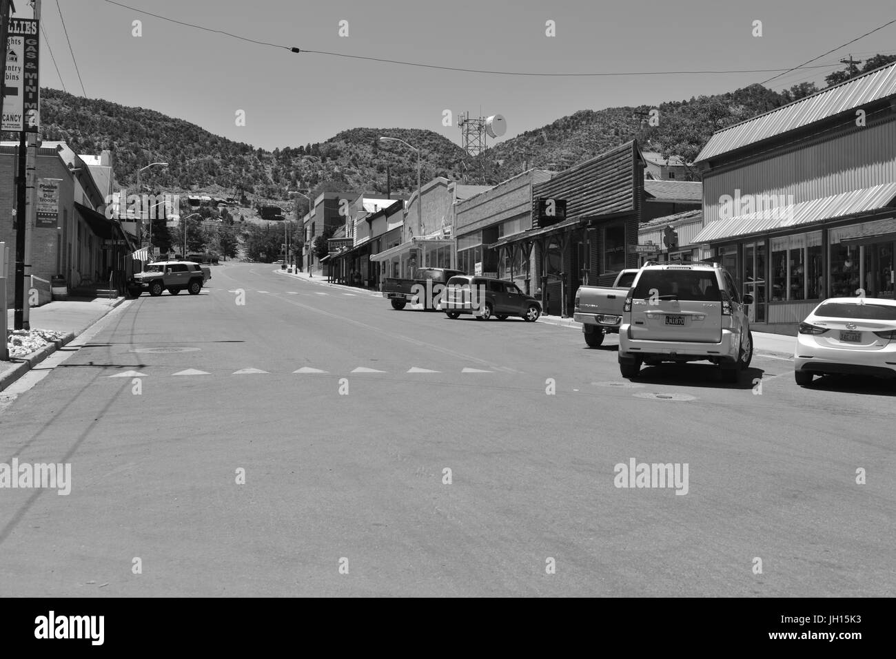 La strada principale di Pioche in Nevada Foto Stock