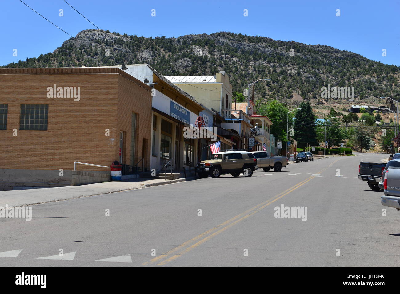 La strada principale di Pioche in Nevada Foto Stock