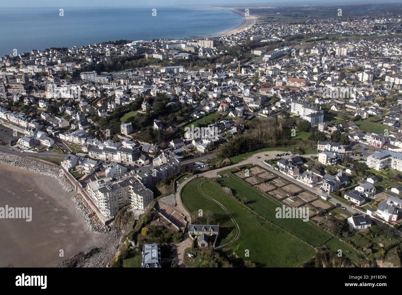 Vista aerea,città di Granville,(50) MANCHE,Bassa Normandia,Francia Foto Stock