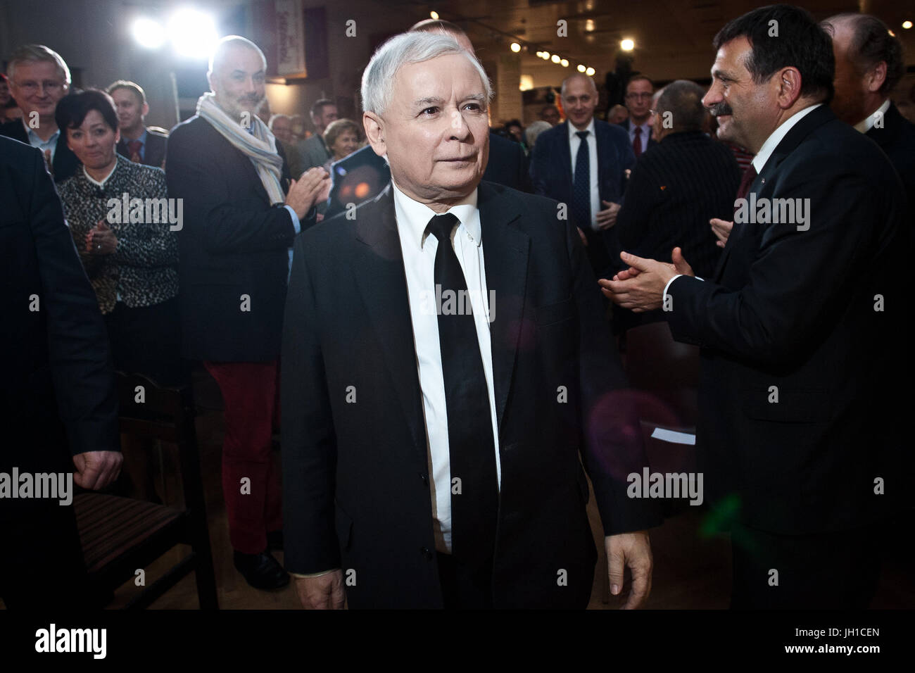 Diritto e Giustizia (Prawo i Sprawiedliwosc PiS) leader e presidente Jarosław Kaczyński a Danzica Polonia. Foto Stock