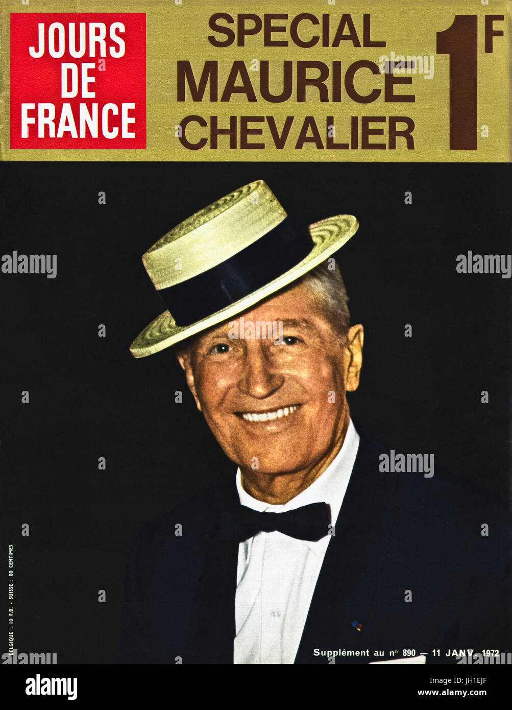 Coperchio della edizione speciale 11 Gennaio 1972 della rivista francese JOURS DE FRANCE pubblicato sulla morte di film di Star & entertainer Maurice Chevalier Foto Stock