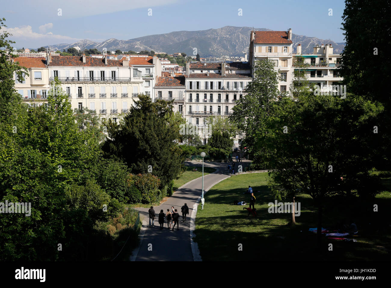 Parco di Longchamp e edifici, Marsiglia. La Francia. Foto Stock