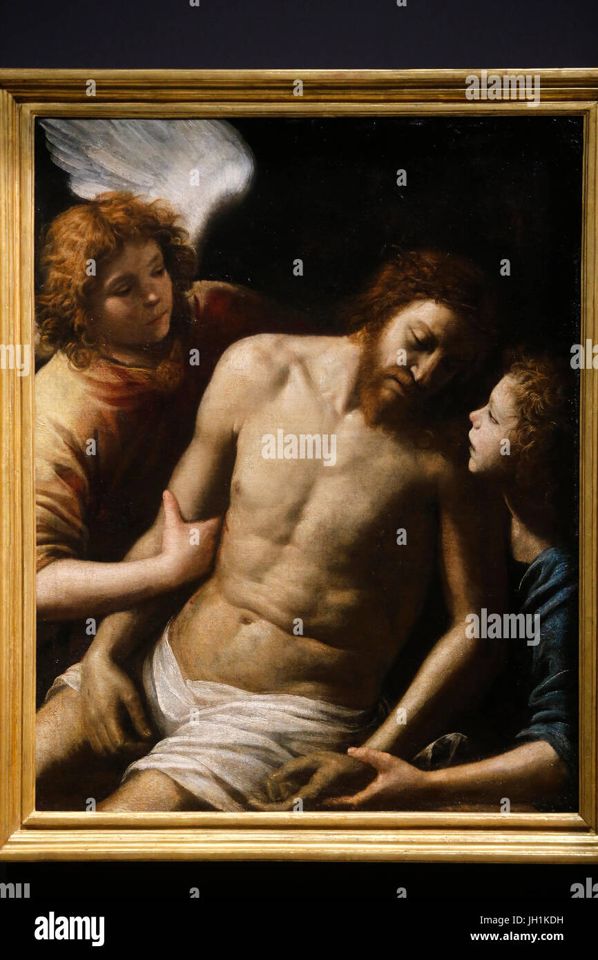 Palazzo Longchamp (palazzo di Longchamp), Marsiglia. Fine Art Museum. Giuseppe Vermiglio, Cristo morto con gli angeli, c.1628, olio su tela. La Francia. Foto Stock