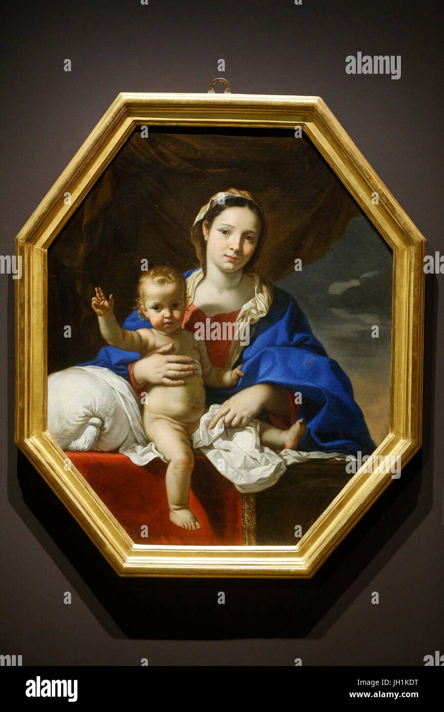 Palazzo Longchamp (palazzo di Longchamp), Marsiglia. Fine Art Museum. Nicolas Mignard, la Vergine e il bambino c.1650, olio su tela. La Francia. Foto Stock